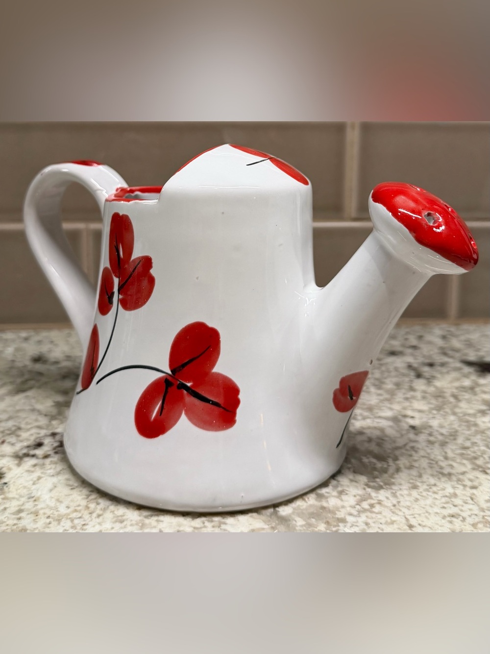 Vintage White Ceramic Pitcher Hand Painted Floral Cottagecore Decor